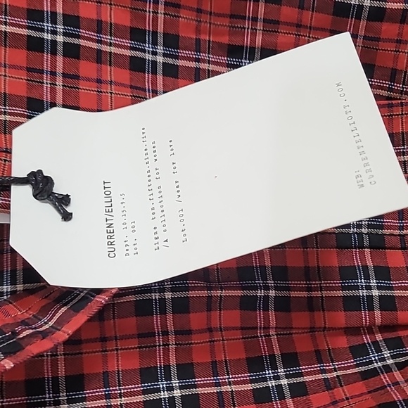 CURRENT / ELLIOTT - TELLA Shirt Red Tartan Plaid Cropped Shirt - Picture 5 of 16